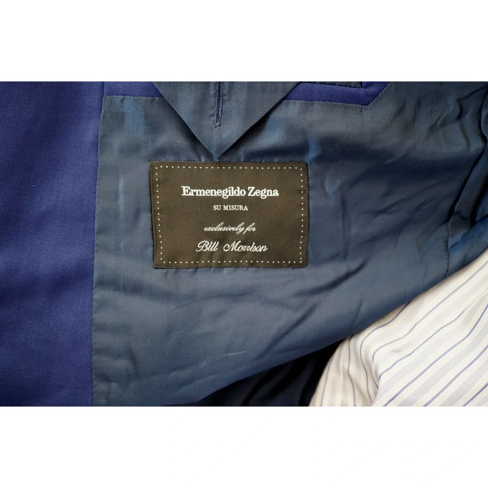 Ermenegildo Zegna Su Misura Trofeo Suit Jacket Mens 48R Blue 100% Wool Swiss